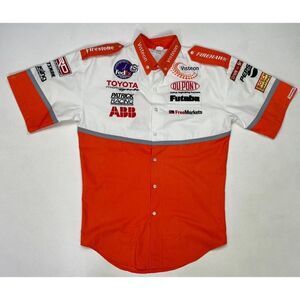VINTAGE Simpson Racing Mechanic Button Up Shirt Men Small Short Sleeve USA
